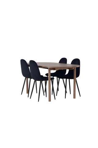 Venture Home Andy Matbord 180*75 - Naturlig / Naturlig MDF +Polar Matstol - Svarta ben / Svart sammet _4