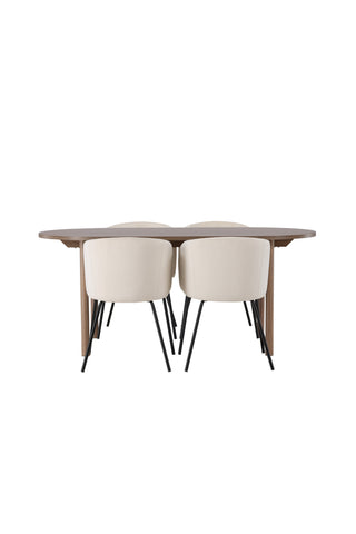 Venture Home Andy Matbord 180*75 - Naturlig / Naturlig MDF +Berit Stol - Svart / Beige sammet _4