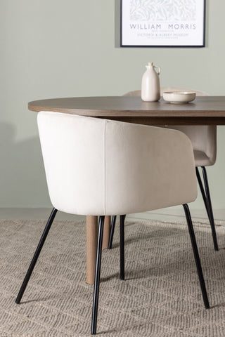 Venture Home Andy Matbord 180*75 - Naturlig / Naturlig MDF +Berit Stol - Svart / Beige sammet _4