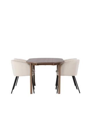 Venture Home Andy Matbord 180*75 - Naturlig / Naturlig MDF +Berit Stol - Svart / Beige sammet _4