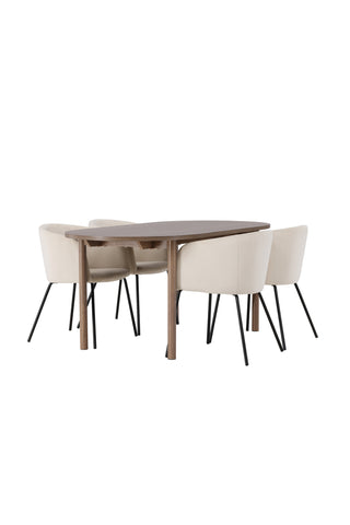 Venture Home Andy Matbord 180*75 - Naturlig / Naturlig MDF +Berit Stol - Svart / Beige sammet _4