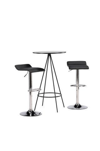 Venture Home Bistro Barbord φ60 - Svart / MDF med faner +Jonna Barstol - Kromat stål / Svart tyg _2