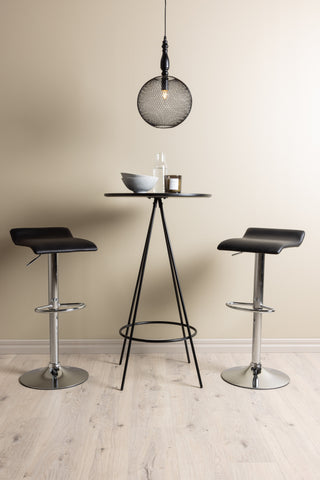 Venture Home Bistro Barbord φ60 - Svart / MDF med faner +Jonna Barstol - Kromat stål / Svart tyg _2