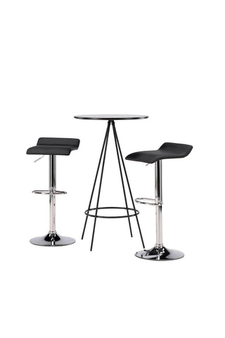 Venture Home Bistro Barbord φ60 - Svart / MDF med faner +Jonna Barstol - Kromat stål / Svart tyg _2