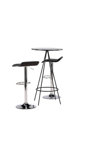 Venture Home Bistro Barbord φ60 - Svart / MDF med faner +Jonna Barstol - Kromat stål / Svart tyg _2