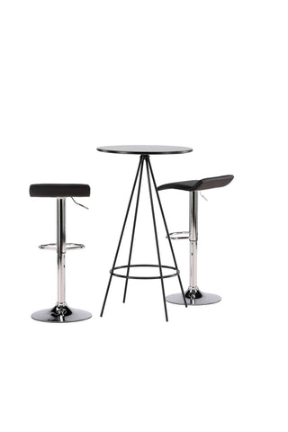 Venture Home Bistro Barbord φ60 - Svart / MDF med faner +Jonna Barstol - Kromat stål / Svart tyg _2