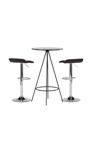 Venture Home Bistro Barbord φ60 - Svart / MDF med faner +Jonna Barstol - Kromat stål / Svart tyg _2