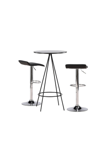 Venture Home Bistro Barbord φ60 - Svart / MDF med faner +Jonna Barstol - Kromat stål / Svart tyg _2