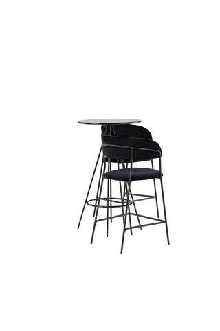 Venture Home Bistro Barbord φ60 - Svart / MDF med faner +Lui Barstol - Svart / Svart PU _2