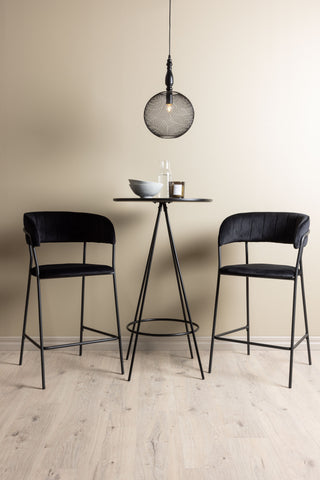 Venture Home Bistro Barbord φ60 - Svart / MDF med faner +Lui Barstol - Svart / Svart PU _2