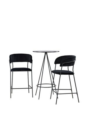 Venture Home Bistro Barbord φ60 - Svart / MDF med faner +Lui Barstol - Svart / Svart PU _2