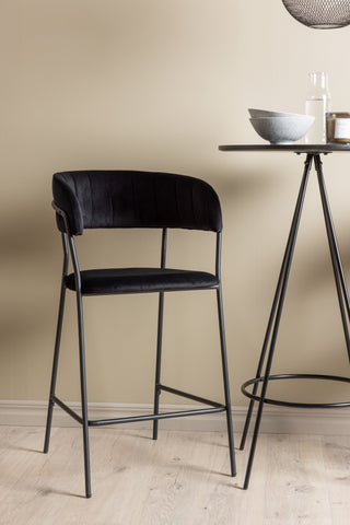 Venture Home Bistro Barbord φ60 - Svart / MDF med faner +Lui Barstol - Svart / Svart PU _2