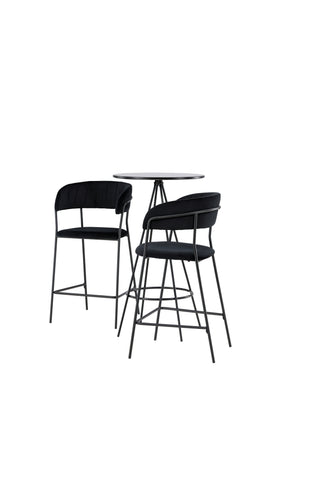 Venture Home Bistro Barbord φ60 - Svart / MDF med faner +Lui Barstol - Svart / Svart PU _2