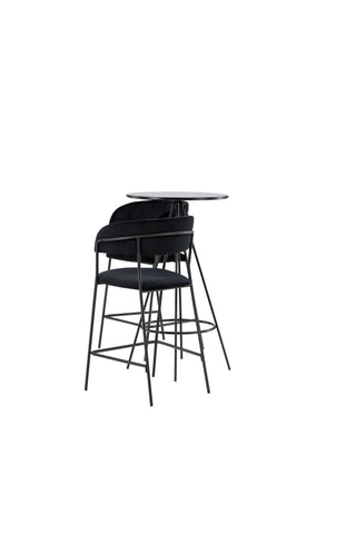 Venture Home Bistro Barbord φ60 - Svart / MDF med faner +Lui Barstol - Svart / Svart PU _2