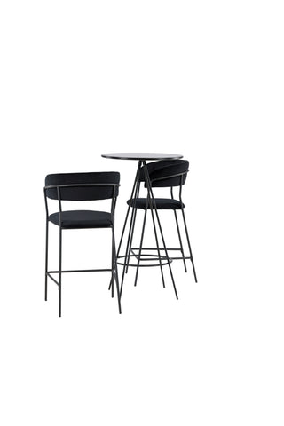 Venture Home Bistro Barbord φ60 - Svart / MDF med faner +Lui Barstol - Svart / Svart PU _2