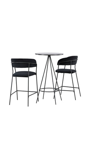 Venture Home Bistro Barbord φ60 - Svart / MDF med faner +Lui Barstol - Svart / Svart PU _2