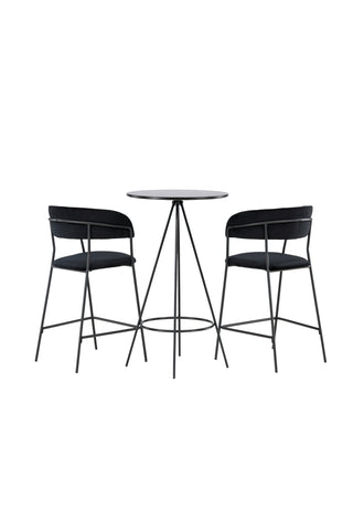 Venture Home Bistro Barbord φ60 - Svart / MDF med faner +Lui Barstol - Svart / Svart PU _2
