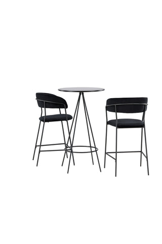 Venture Home Bistro Barbord φ60 - Svart / MDF med faner +Lui Barstol - Svart / Svart PU _2