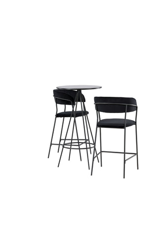 Venture Home Bistro Barbord φ60 - Svart / MDF med faner +Lui Barstol - Svart / Svart PU _2