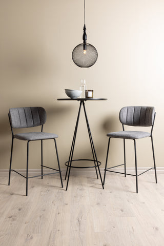 Venture Home Bistro Bar Bord φ60 - Svart / MDF med faner + Bell Bar Stol - Svart / Grå Tyg _2