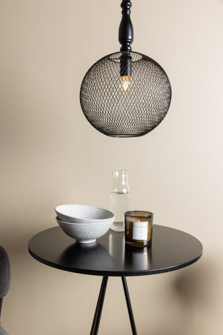 Venture Home Bistro Bar Bord φ60 - Svart / MDF med faner + Bell Bar Stol - Svart / Grå Tyg _2
