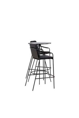 Venture Home Bistro Barbord φ60 - Svart / MDF med faner +Tvist Barstol - Svart / Svart PU _2