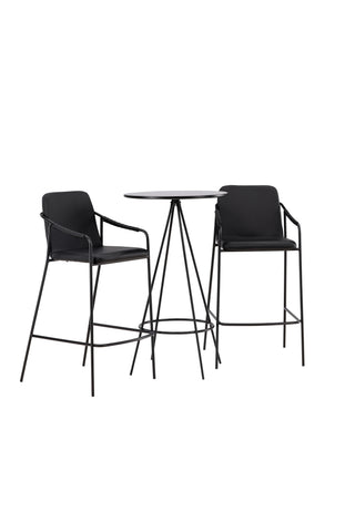 Venture Home Bistro Barbord φ60 - Svart / MDF med faner +Tvist Barstol - Svart / Svart PU _2