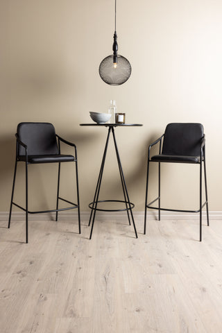 Venture Home Bistro Barbord φ60 - Svart / MDF med faner +Tvist Barstol - Svart / Svart PU _2