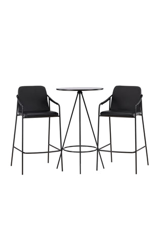 Venture Home Bistro Barbord φ60 - Svart / MDF med faner +Tvist Barstol - Svart / Svart PU _2