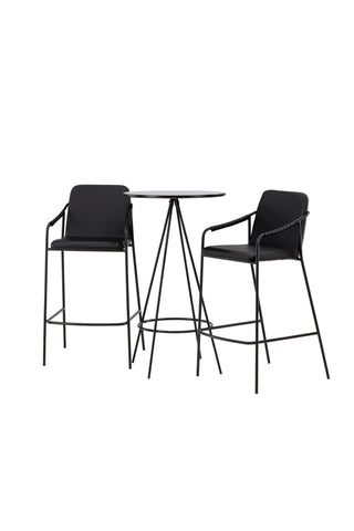 Venture Home Bistro Barbord φ60 - Svart / MDF med faner +Tvist Barstol - Svart / Svart PU _2