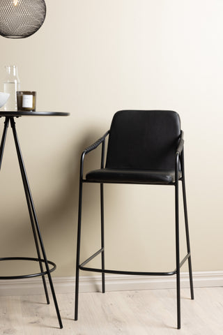 Venture Home Bistro Barbord φ60 - Svart / MDF med faner +Tvist Barstol - Svart / Svart PU _2