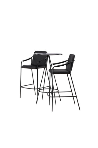 Venture Home Bistro Barbord φ60 - Svart / MDF med faner +Tvist Barstol - Svart / Svart PU _2