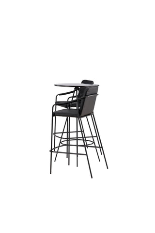 Venture Home Bistro Barbord φ60 - Svart / MDF med faner +Tvist Barstol - Svart / Svart PU _2