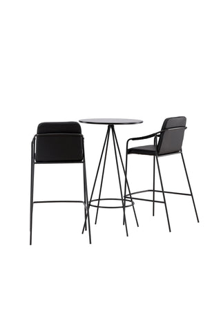 Venture Home Bistro Barbord φ60 - Svart / MDF med faner +Tvist Barstol - Svart / Svart PU _2