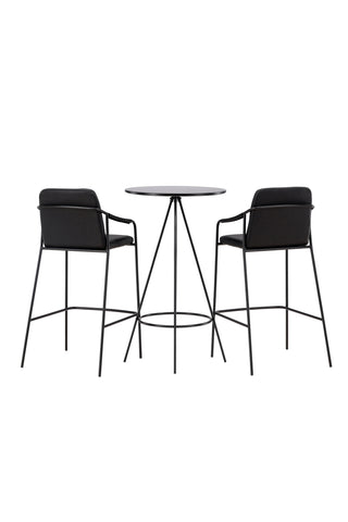Venture Home Bistro Barbord φ60 - Svart / MDF med faner +Tvist Barstol - Svart / Svart PU _2