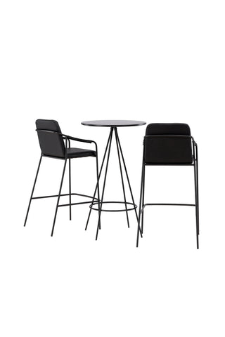 Venture Home Bistro Barbord φ60 - Svart / MDF med faner +Tvist Barstol - Svart / Svart PU _2