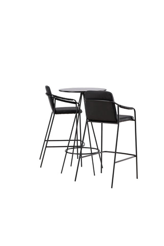 Venture Home Bistro Barbord φ60 - Svart / MDF med faner +Tvist Barstol - Svart / Svart PU _2
