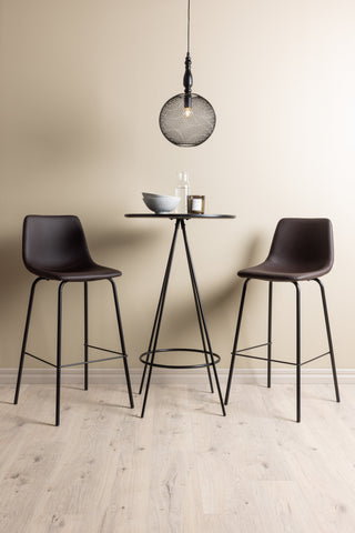 Venture Home Bistro Barbord φ60 - Svart / MDF med faner +Alexi Barstol - Mattsvart / Mörkbrun PU _2