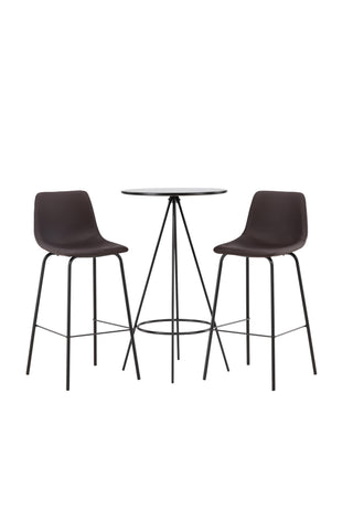 Venture Home Bistro Barbord φ60 - Svart / MDF med faner +Alexi Barstol - Mattsvart / Mörkbrun PU _2
