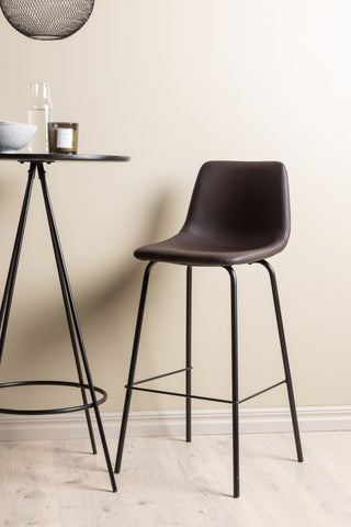 Venture Home Bistro Barbord φ60 - Svart / MDF med faner +Alexi Barstol - Mattsvart / Mörkbrun PU _2