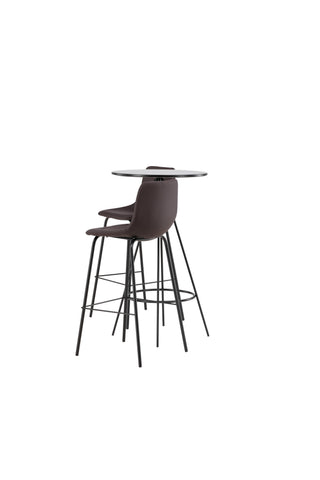 Venture Home Bistro Barbord φ60 - Svart / MDF med faner +Alexi Barstol - Mattsvart / Mörkbrun PU _2