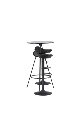 Venture Home Bistro Barbord φ60 - Svart / MDF med faner +Adesto Barstol - Svart / Mattsvart ABS _2