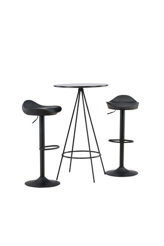 Venture Home Bistro Barbord φ60 - Svart / MDF med faner +Adesto Barstol - Svart / Mattsvart ABS _2