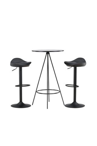 Venture Home Bistro Barbord φ60 - Svart / MDF med faner +Adesto Barstol - Svart / Mattsvart ABS _2