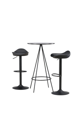 Venture Home Bistro Barbord φ60 - Svart / MDF med faner +Adesto Barstol - Svart / Mattsvart ABS _2