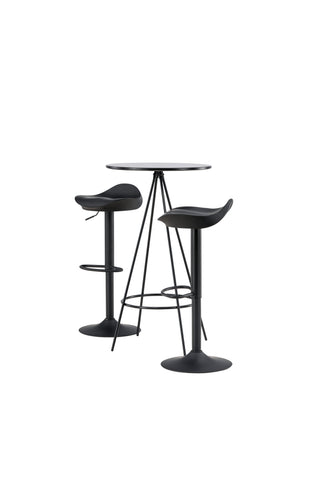Venture Home Bistro Barbord φ60 - Svart / MDF med faner +Adesto Barstol - Svart / Mattsvart ABS _2