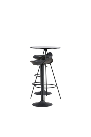 Venture Home Bistro Barbord φ60 - Svart / MDF med faner +Adesto Barstol - Svart / Mattsvart ABS _2