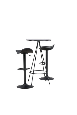 Venture Home Bistro Barbord φ60 - Svart / MDF med faner +Adesto Barstol - Svart / Mattsvart ABS _2