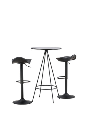 Venture Home Bistro Barbord φ60 - Svart / MDF med faner +Adesto Barstol - Svart / Mattsvart ABS _2