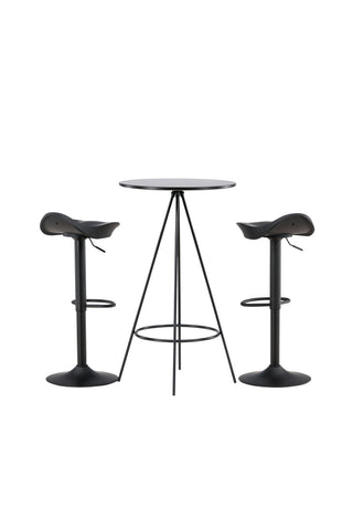 Venture Home Bistro Barbord φ60 - Svart / MDF med faner +Adesto Barstol - Svart / Mattsvart ABS _2